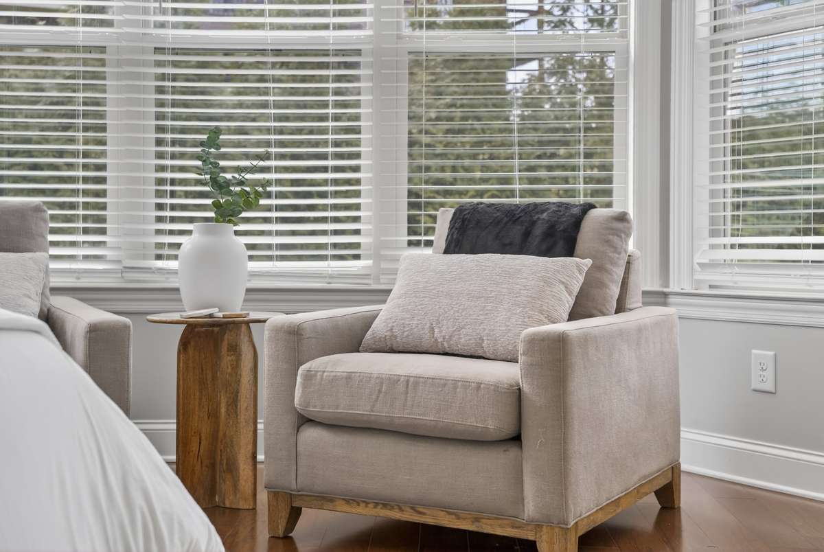 The bay window addition makes the space larger and brighter.