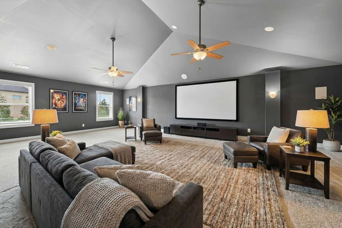 *Digitally staged as a movie room.