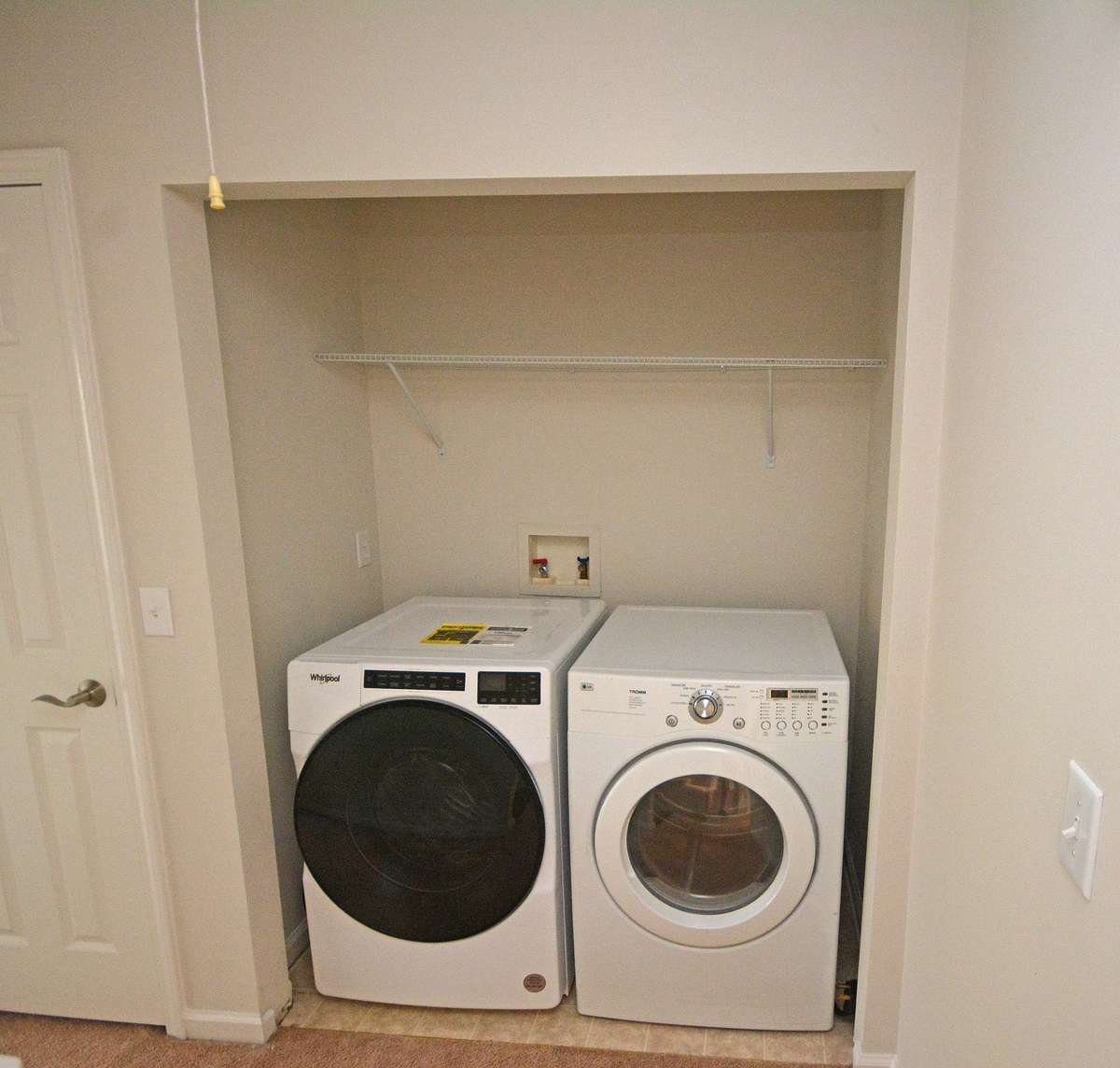 Laundry area upstairs. Come with washed and dryer.