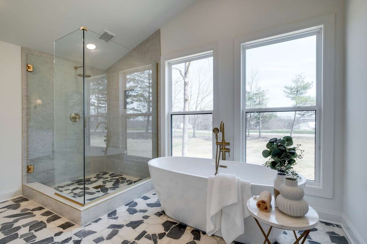 Floating Tub*Double Vanities*Custom Tile Work