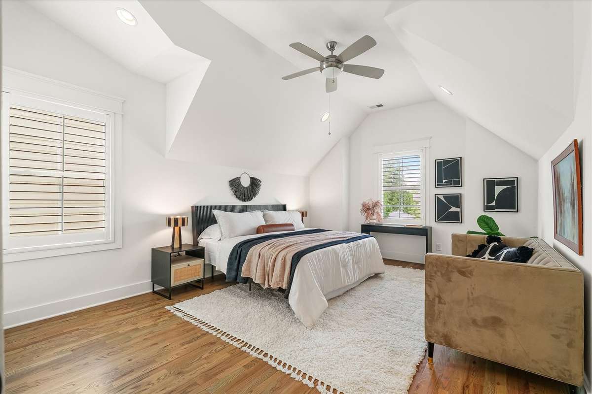 Primary suite with vaulted ceiling