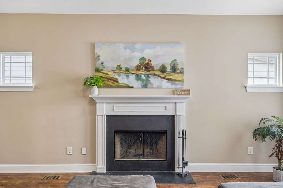 Wood Burning Fireplace and character windows