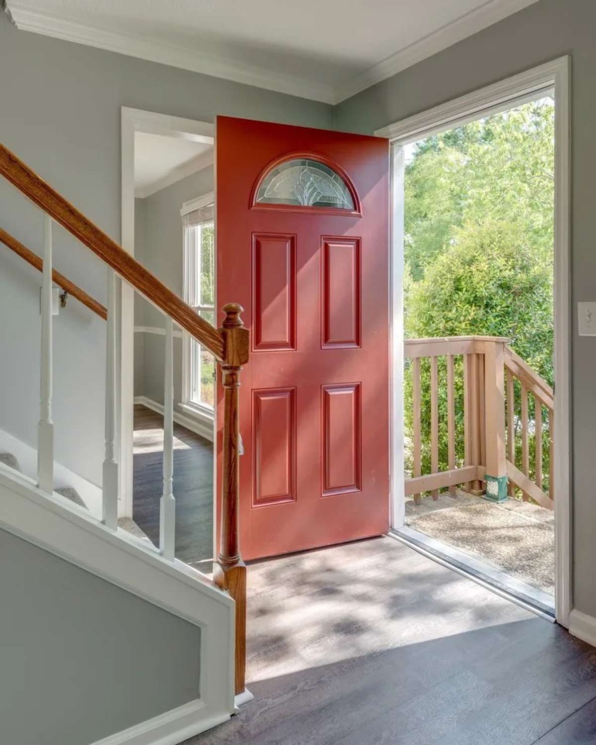 This photo was taken from the living room facing the front door.