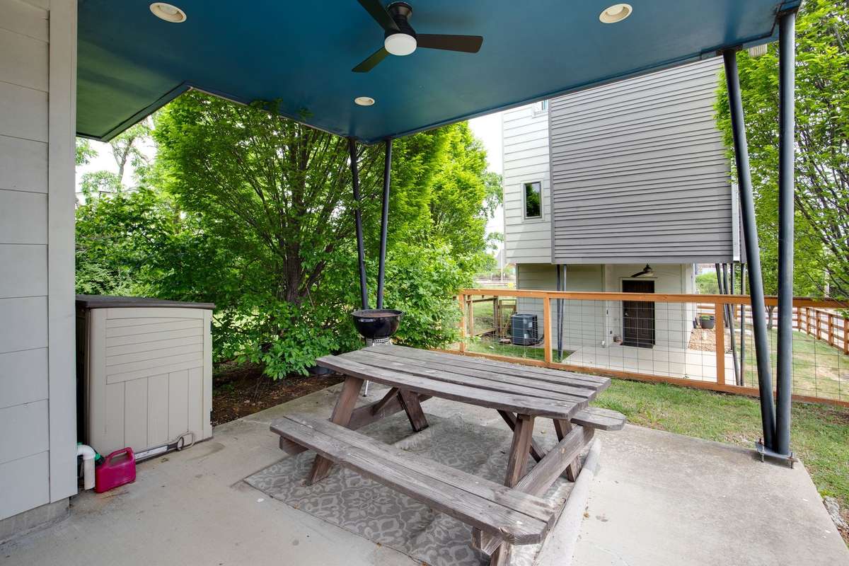 Another view of downstairs patio.