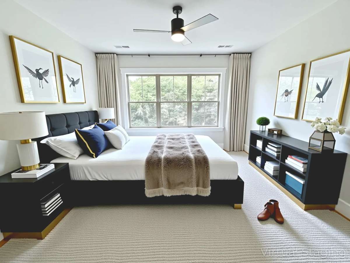 Every bedroom is complemented by its own full en suite bath, delivering the ultimate in privacy and convenience. Virtually staged photo for inspiration only & to showcase how space can be used & furnished.