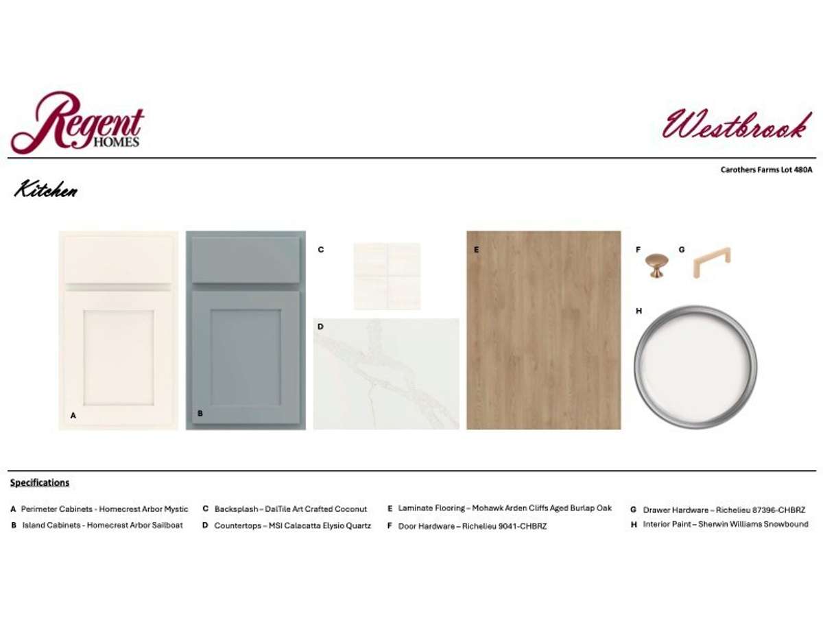 Actual color options ordered for this home