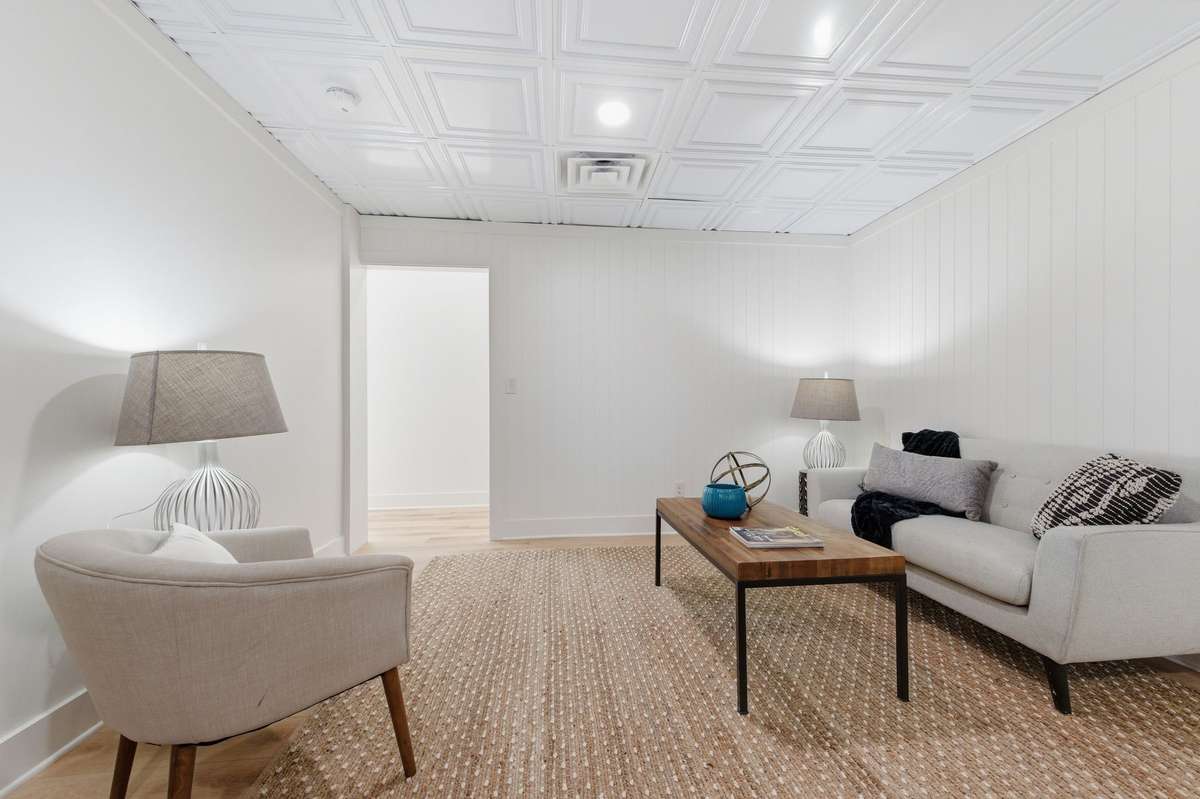 Living Space with Easy Clean New Laminate Flooring, New Floor to Ceiling * New Lighting