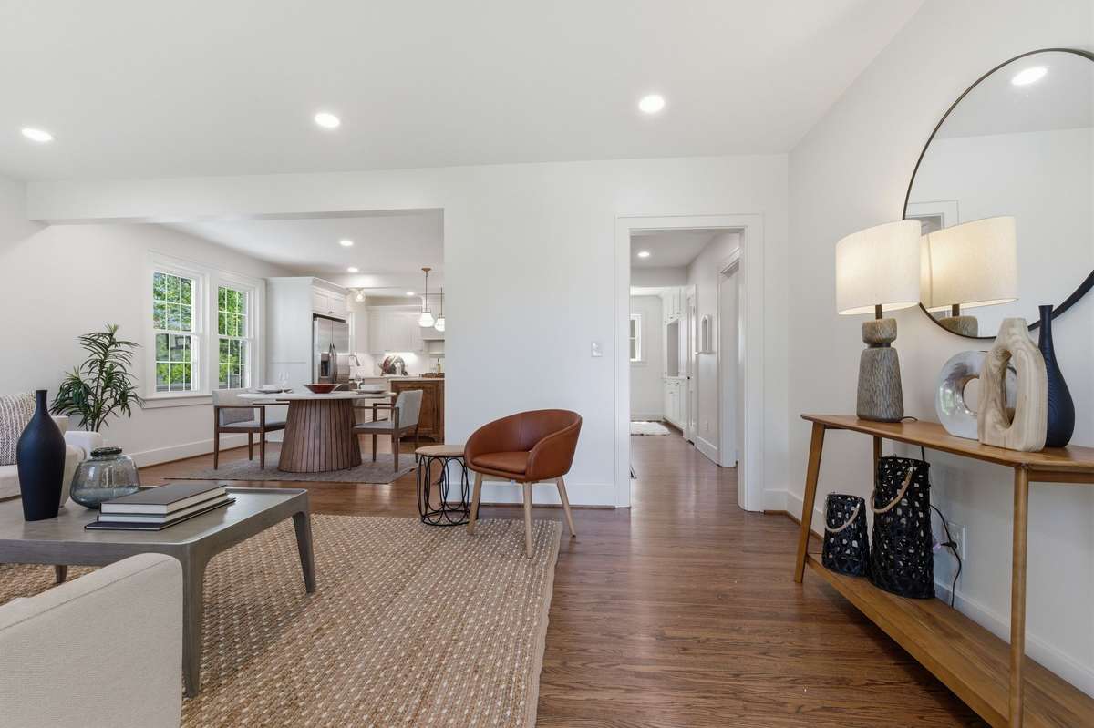 View of Living Room Into the Dining and All NEW Kitchen