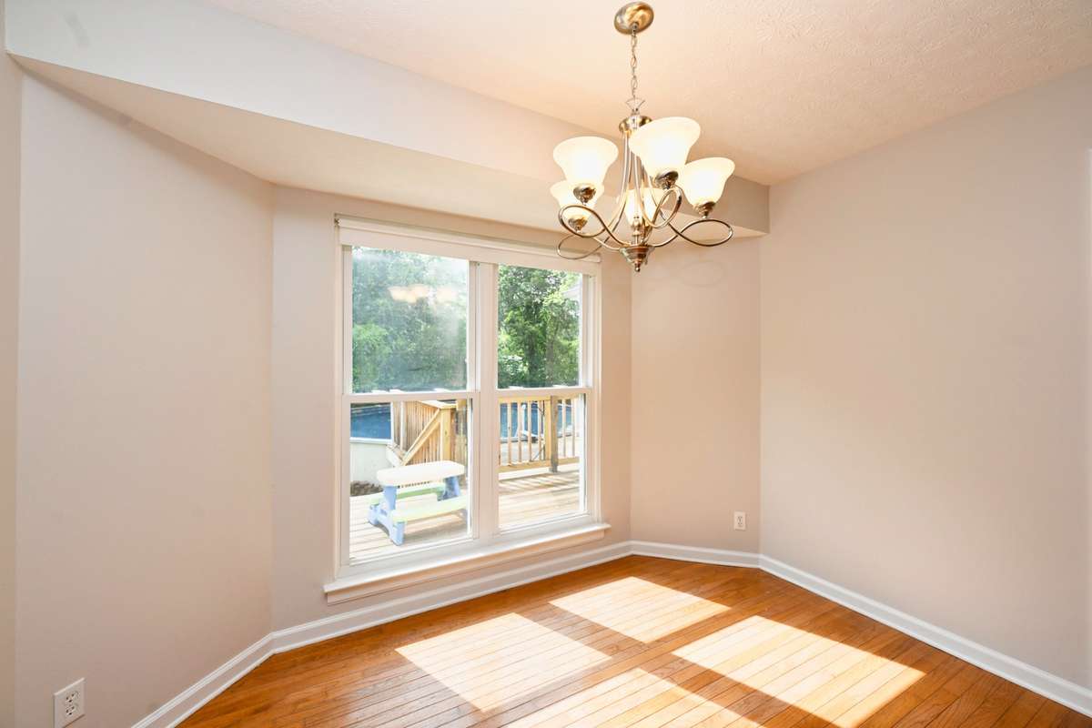 eat in kitchen overlooks backyard