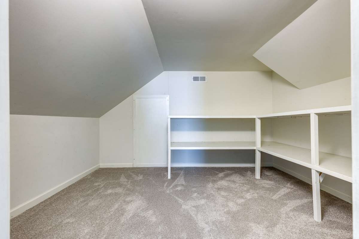 Heated & Cooled Storage Room with Shelving - New Carpet