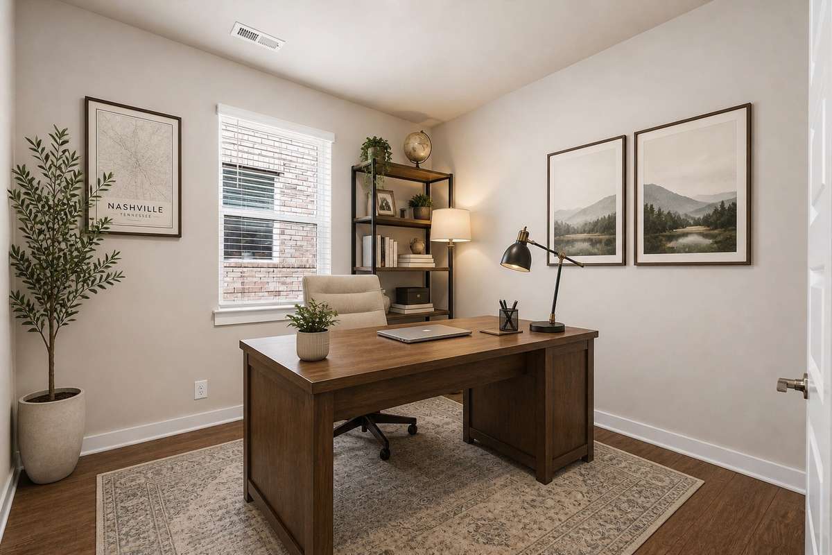 Virtually Staged Flex Room as an office