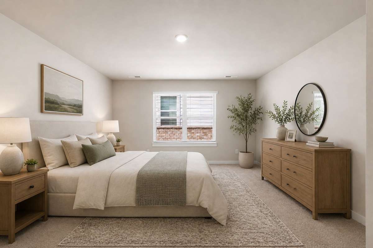 Loft Area upstairs virtually staged as a guest bedroom