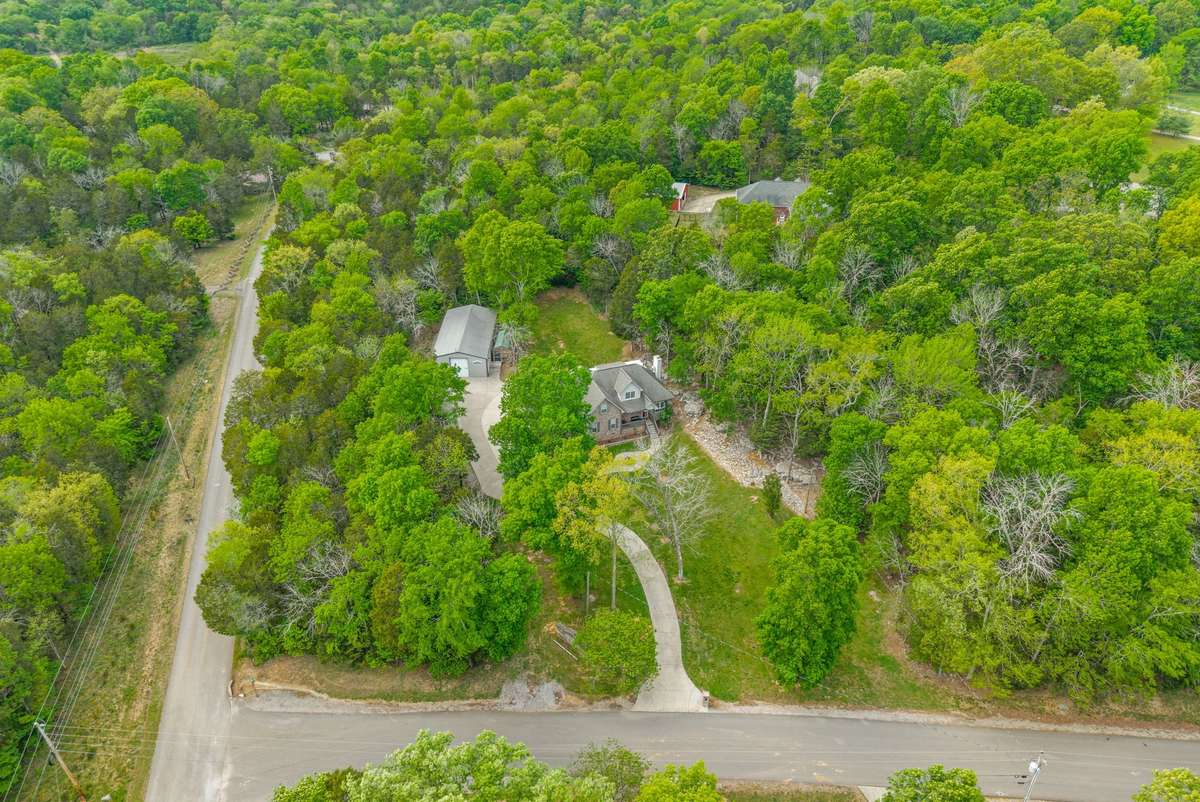 Aerial view of corner lot