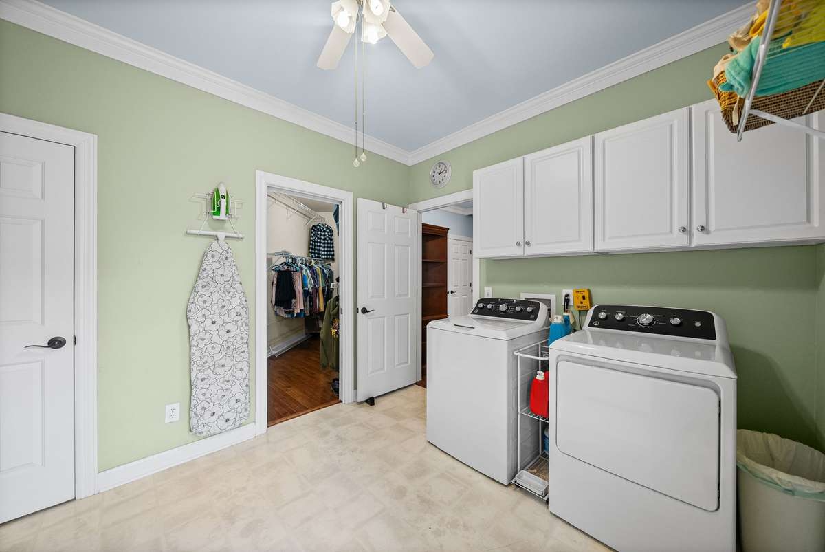 Laundry room off closet and garage
