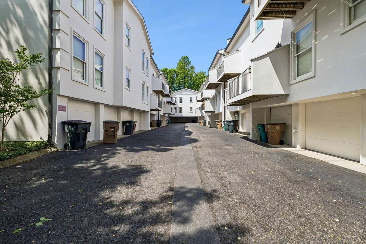 Rear entry two car garage.