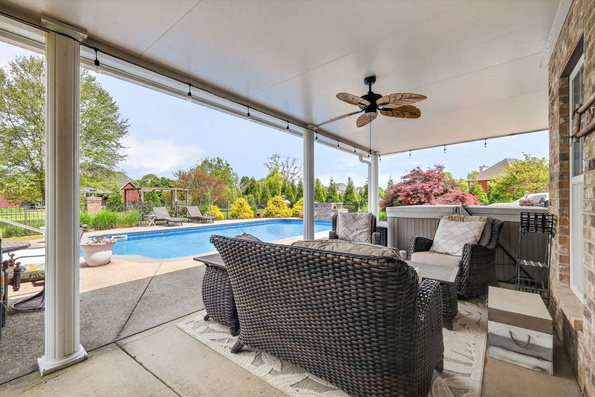 Very Large Covered Porch Overlooking Your Pool And Beautiful Backyard