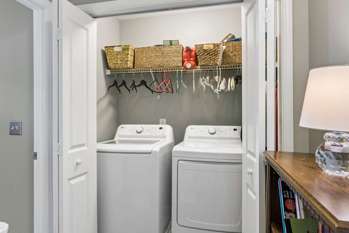 Laundry is in the landing between the bedrooms.