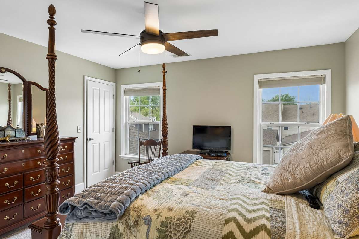 This bedroom has 2 closets.
