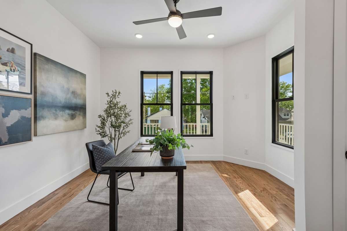 The main floor also includes a spacious home office.