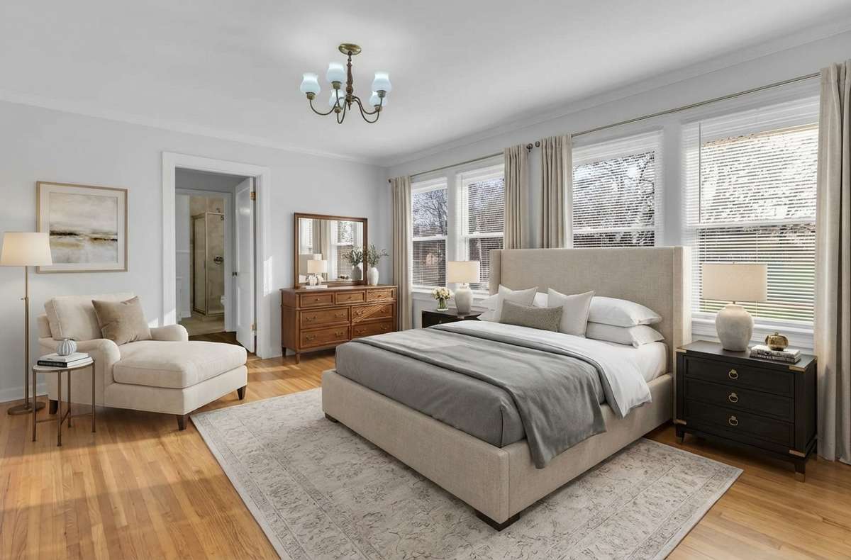 Master Bedroom is Virtually Staged to show sizing and space