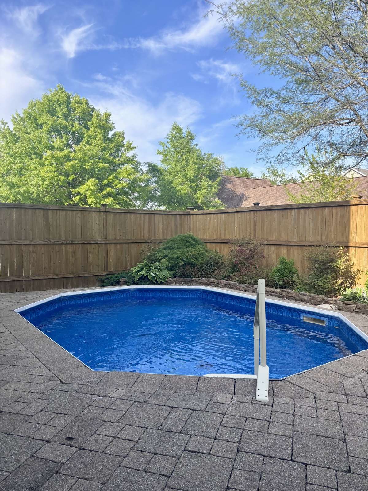Salt water pool with new motor, lining, and salt cell.