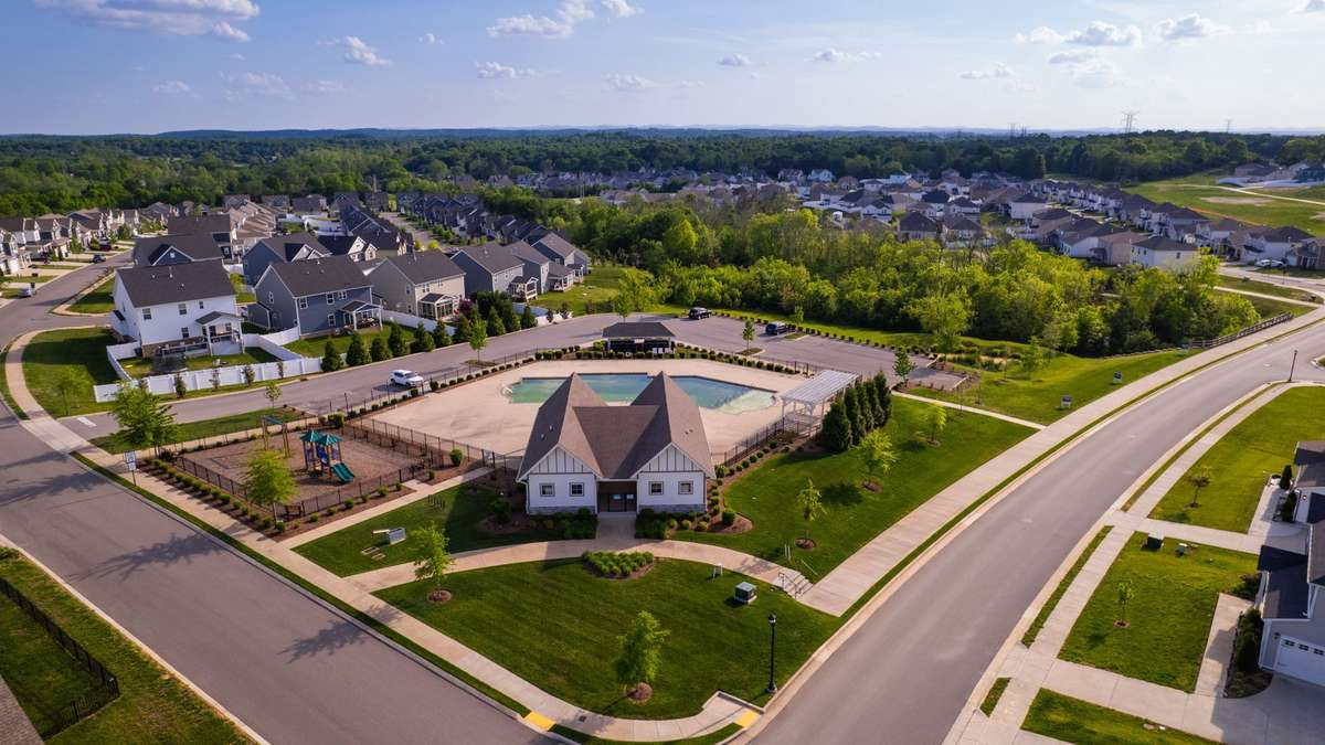 Community club house, pool, playground and central mailbox