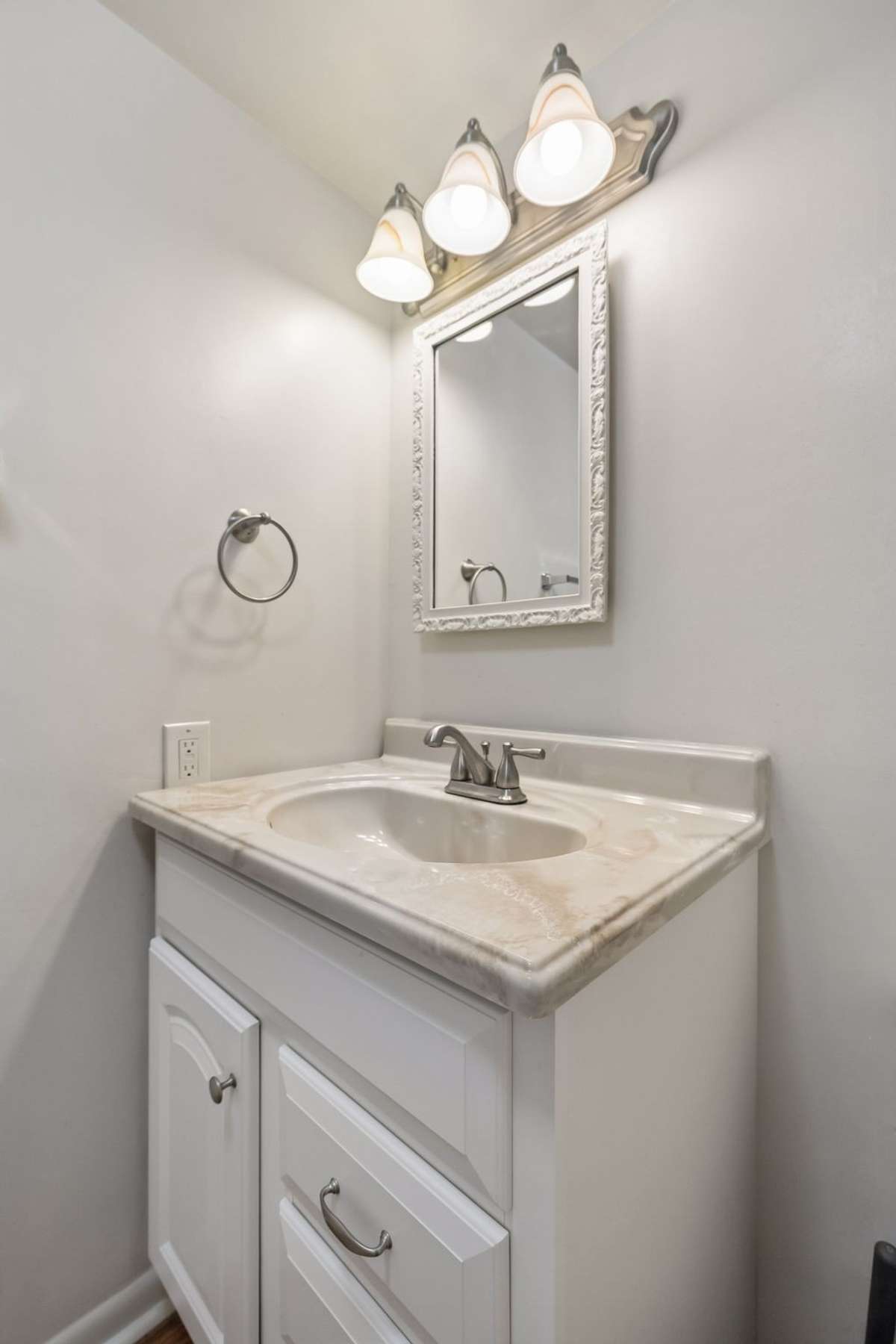 Newly renovated bath downstairs has new lighting and vanity and a stand up shower! 101 Cedarwood Lane, Madison, TN 37115