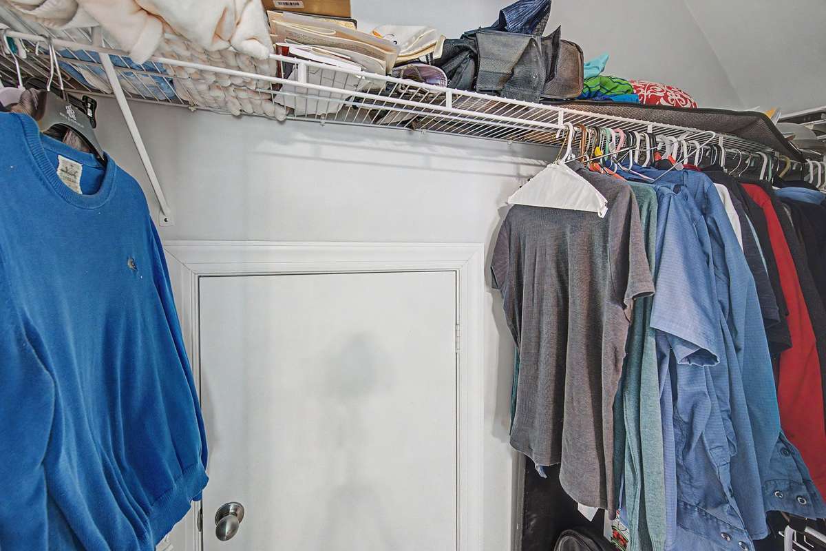 Attic access is through this door in the closet.