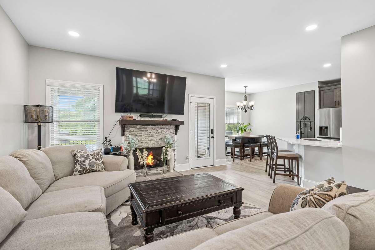 Newly redone hearth and mantle