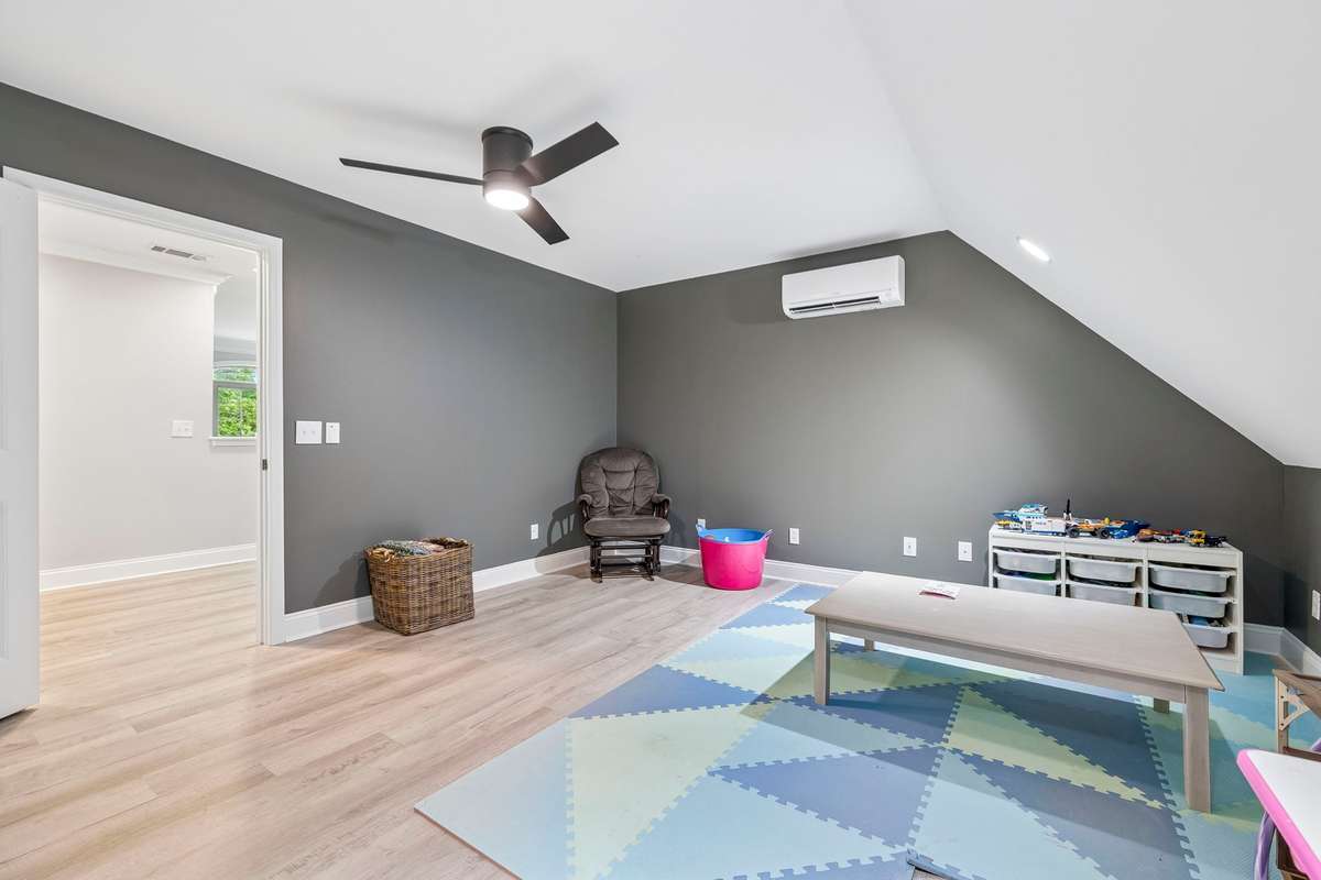 Check out this media/play room! Double insulated in walls and floor to reduce noise!