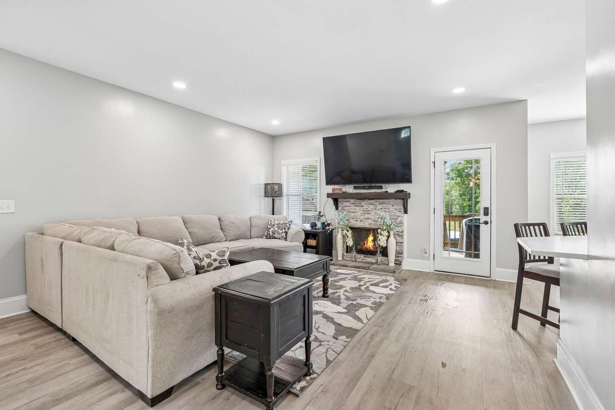 Newly redone hearth and mantle