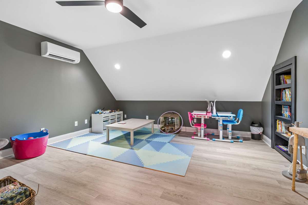 Check out this media/play room! Double insulated in walls and floor to reduce noise!