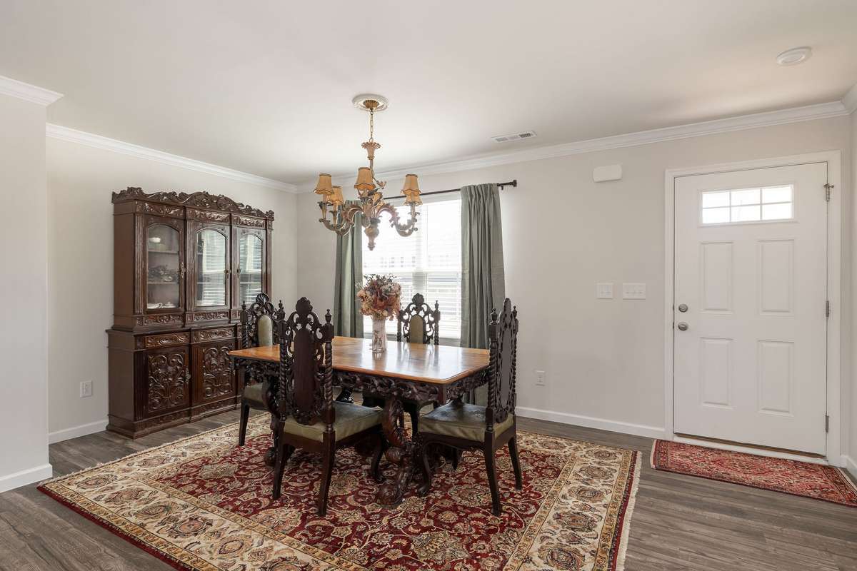 Step inside to a formal dining space