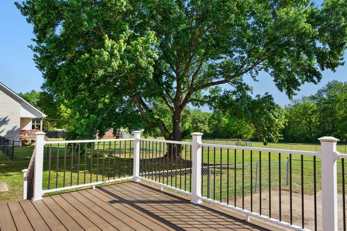 Trex deck looking over backyard