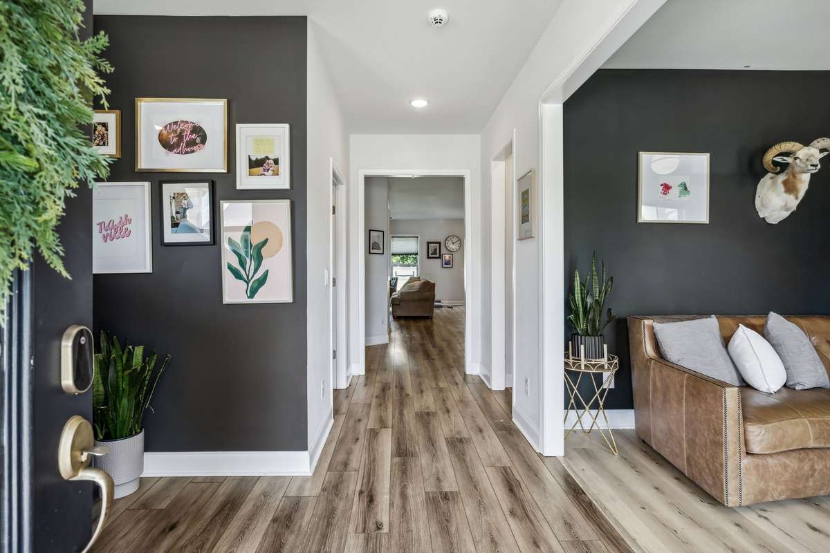 inviting foyer with office/den on right