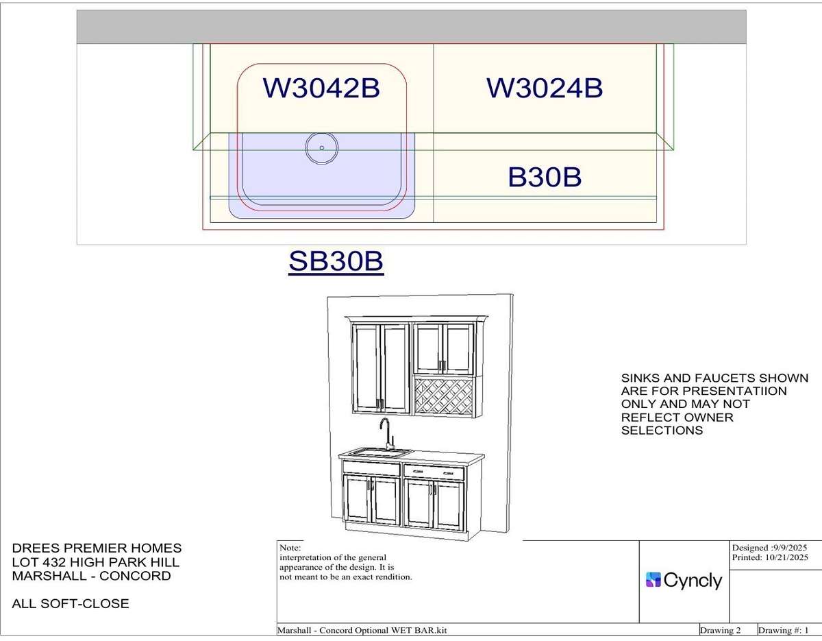 Cabinet drawing showing the likeness to the bar in the Game room.