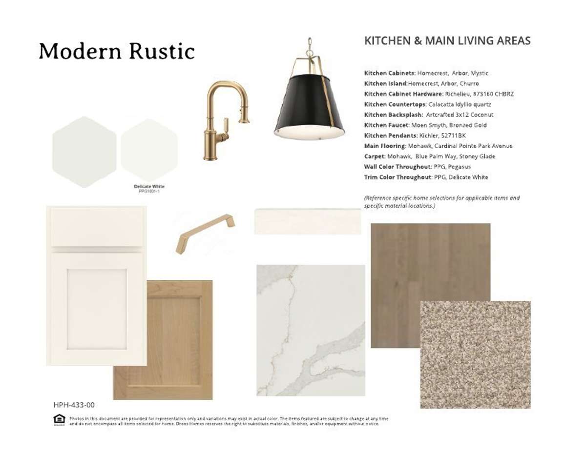 Collage showing the selections for the kitchen and main living areas.