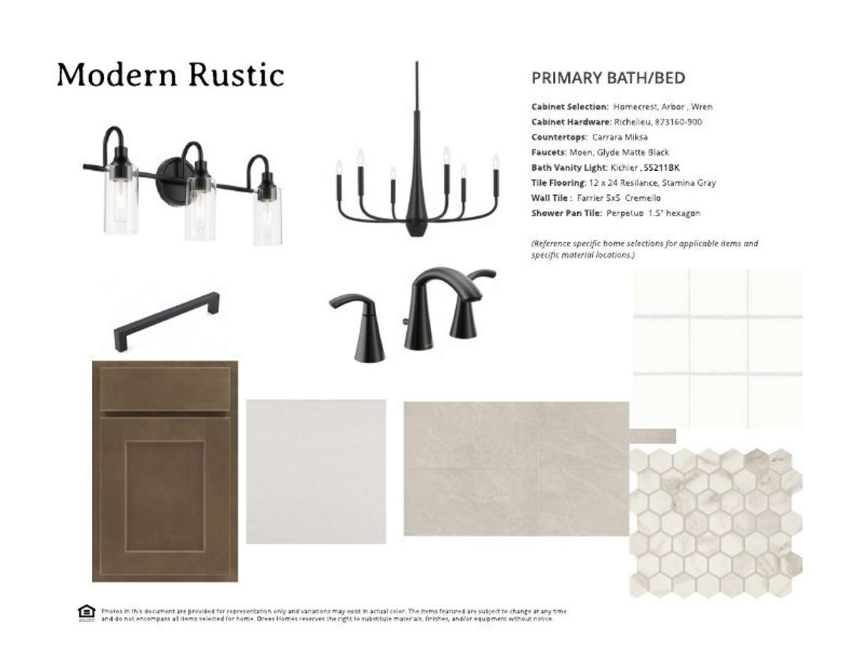 Collage showing the selections for the Primary bath