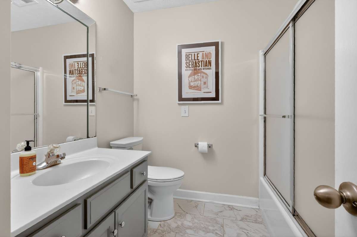 hall bath services bedrooms 2 and 3 and guests