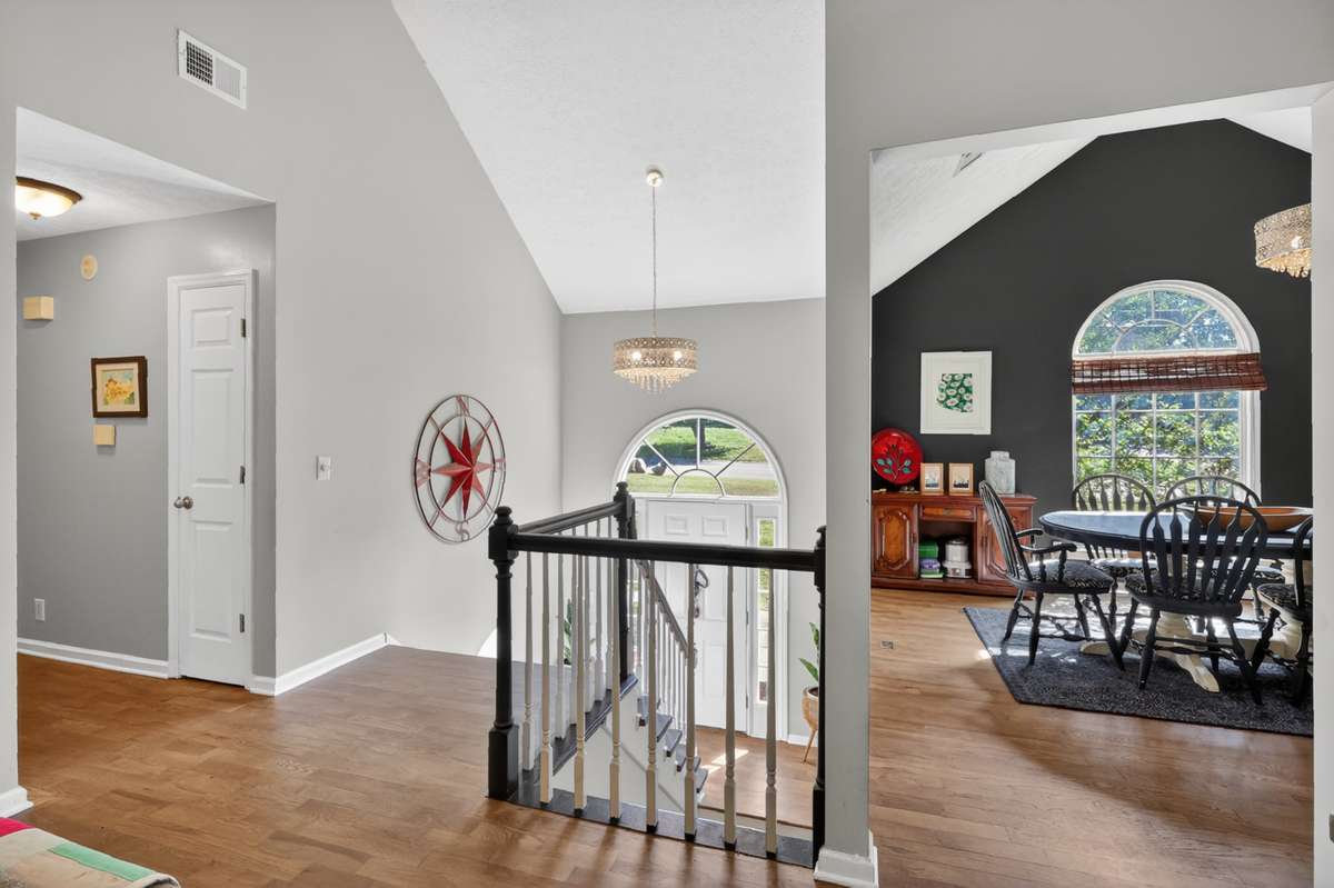 The main level of this home has tall ceilings and tons of natural light with great flow for entertaining
