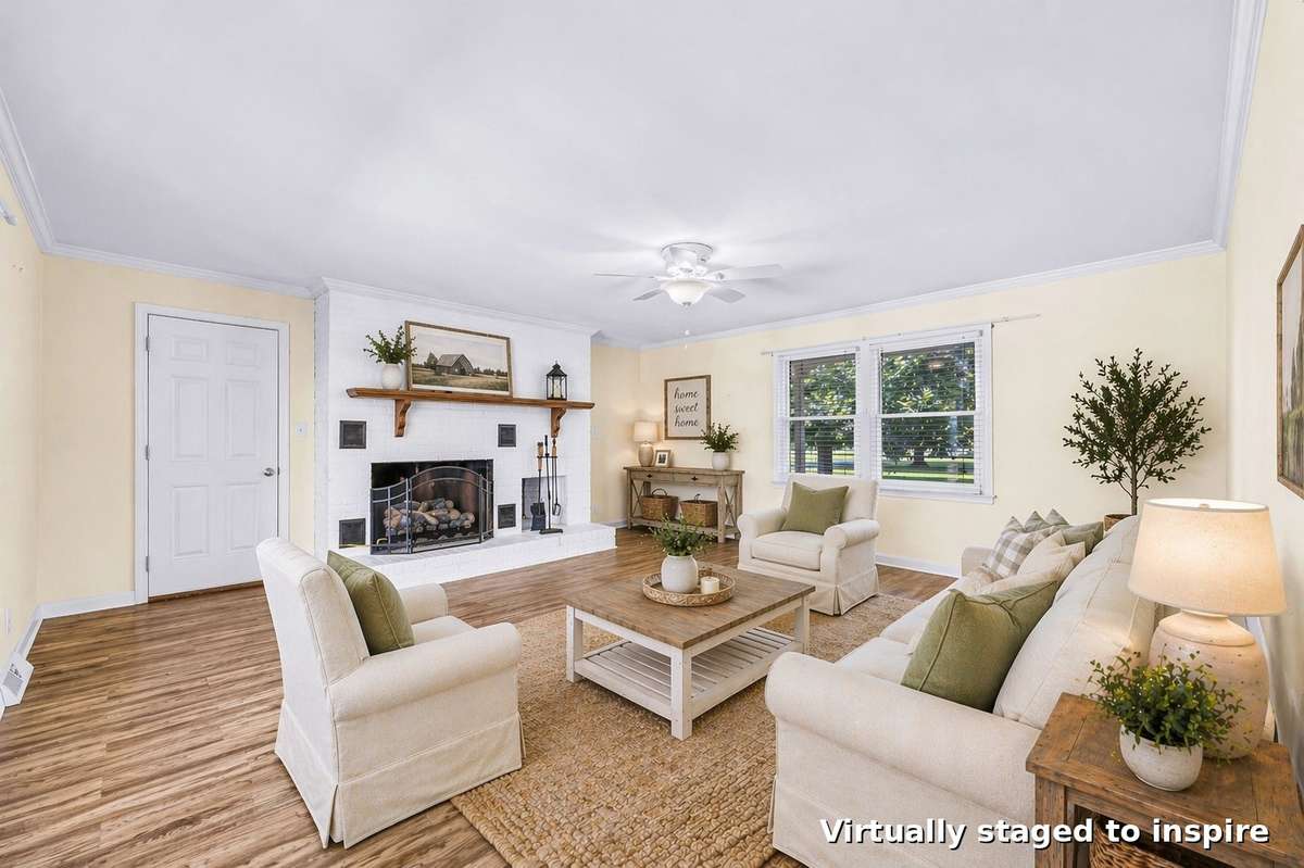 Family room has fireplace with remote start