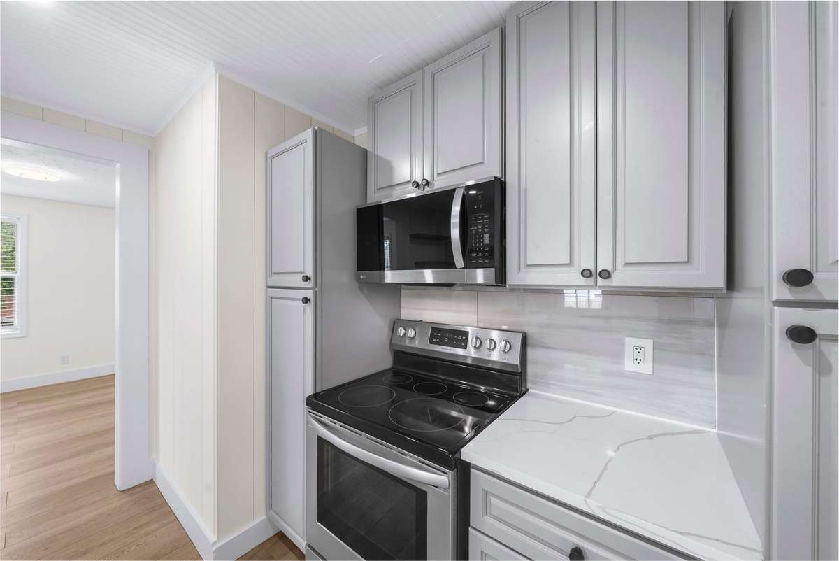 Kitchen with beadboard ceiling and added character