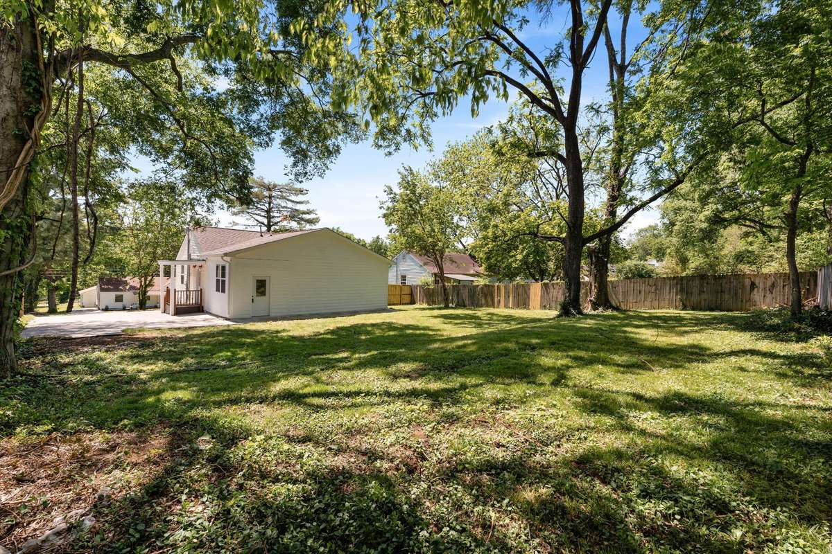 Backyard view showing tree coverage and outdoor area