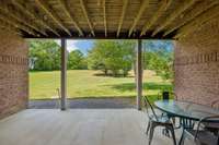 The area leading to spereate entrace to downtairs inlaw suite or bnb. Its below the deck