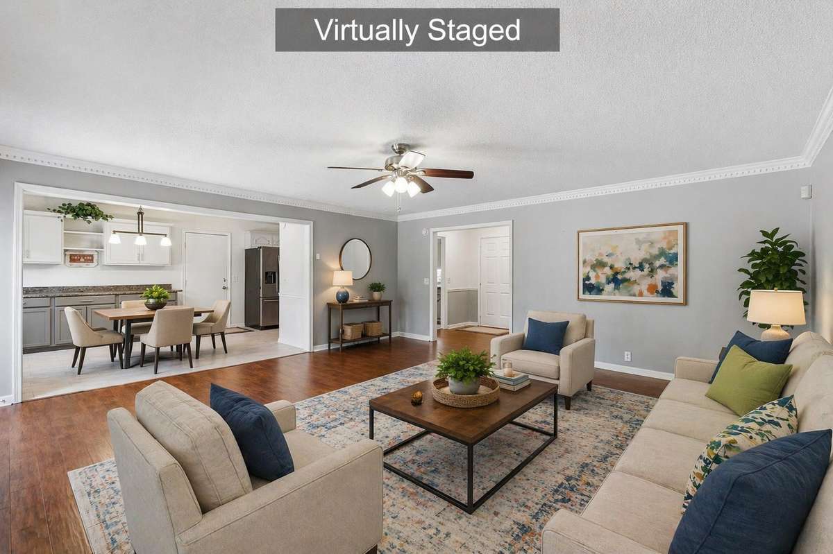 Virtually staged - Designed for real life - - easy flow, great conversation spaces, and room to spread out.