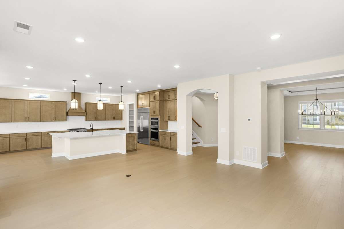 Another view of the gourmet kitchen and dining room from family room