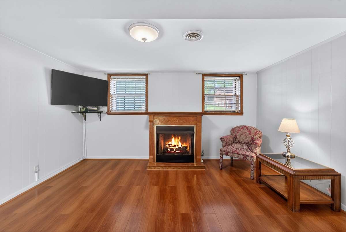 The rec room has a gas fireplace that has the coziest vibes during the holidays.