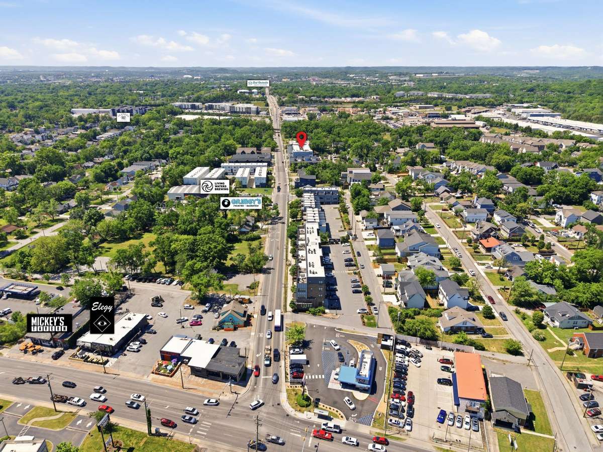 View from Gallatin Pk/Main St. Grab some vinyl at Grimeys and then a brew at Living Waters Brewing. Or head towards Main Street for a morning walk and at coffee at Elgy.