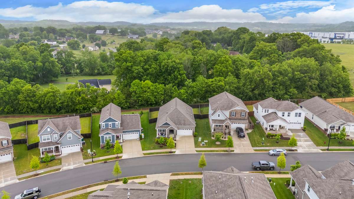 Private, fenced backyard backing to a lush tree-lined buffer—creating a rare sense of privacy within a neighborhood setting