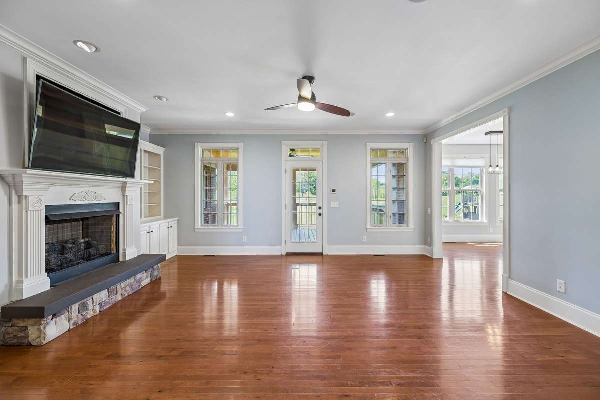 Den with Built in Book Cases  and Gas Fire Place